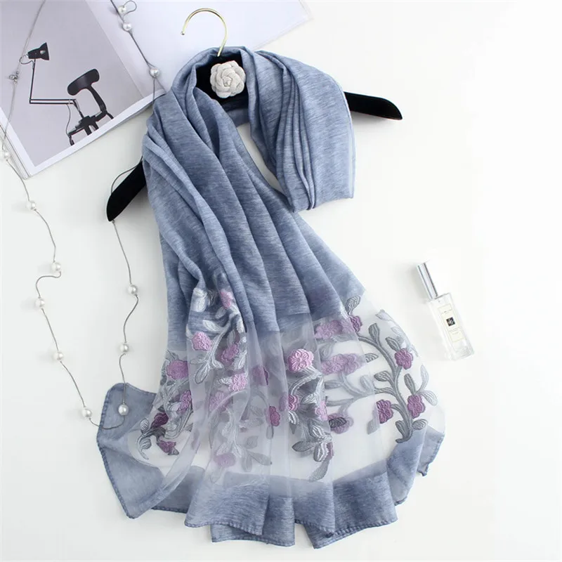 VIIANLES мусульманский хиджаб органза Длинные шарфы новые женские шелковый шарф