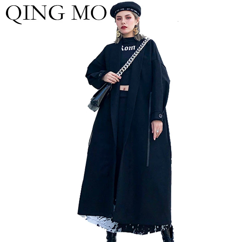 QING MO Горячая Распродажа Женское шерстяное пальто размера плюс 2019 зимнее женское
