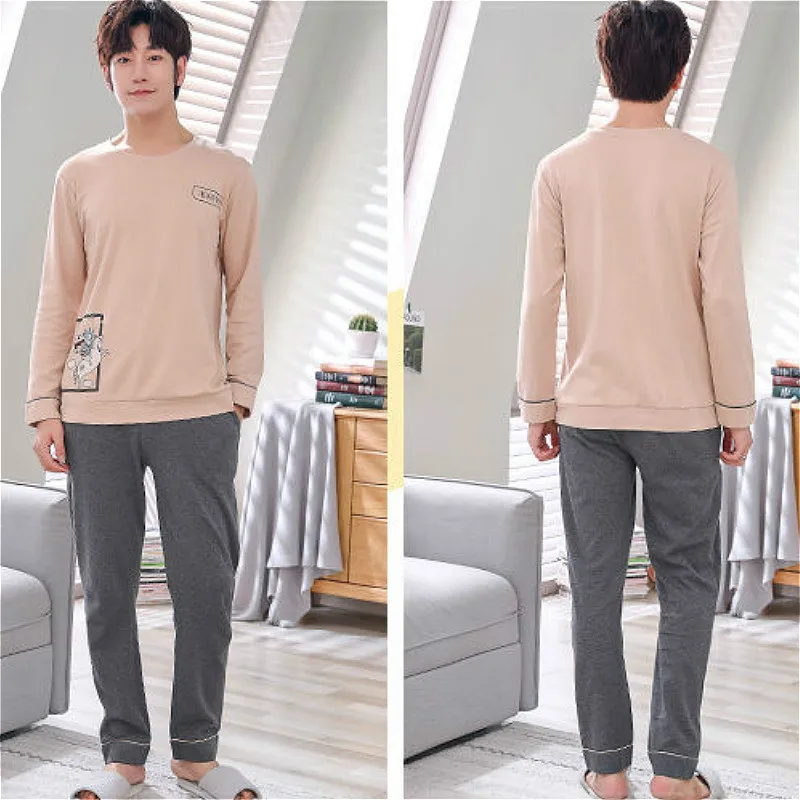 

Autumn Pajama Sets Men Cartoon Printed Homewear Long-Sleeved Lounge Mens Loose Large Size 3XL Sleepwear Pyjamas Male Comfortable