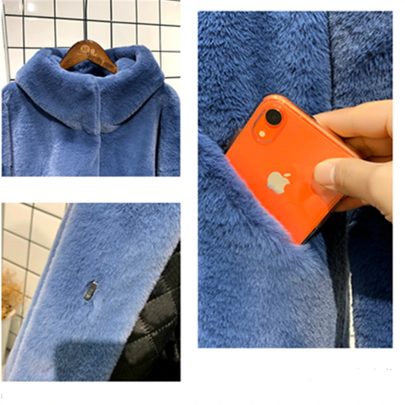 

2020 Autumn Winter Long Mink Women Faux Fur Jacket Korean Plus Size Fur Hooded Coat Loose Thick Warm Ladies Overcoat Streetwear