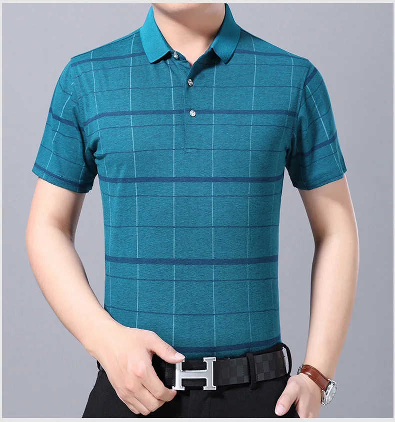 

Wholesales Cheap Cotton Striped Plaid Casual Slim Fit Short Sleeve T-shirts