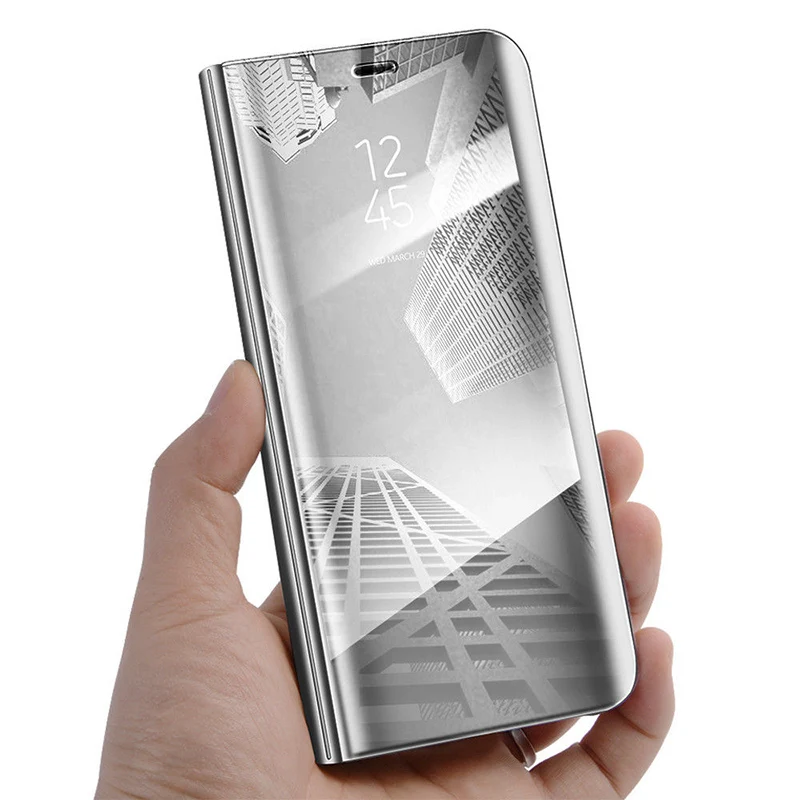 Серебристый 360 Полный чехол флип чехол для huawei Honor 8 9 10 20 Lite роскошное зеркальное покрытие защитный чехол для Honor 10i 20i View 10 20 - Цвет: Серебристый