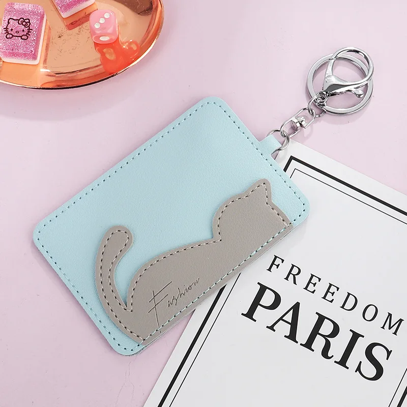 2020 милый чехол для карт с принтом кота цепочкой ключей модные сумки держатель