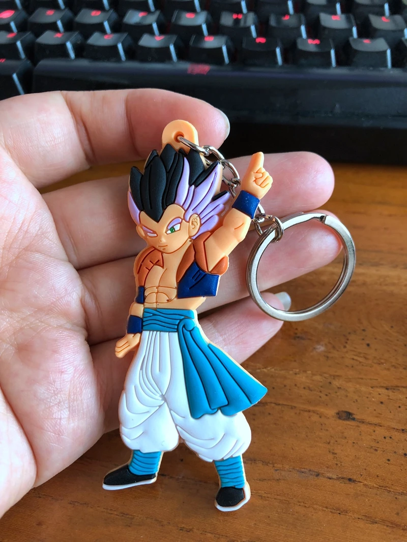 Тёмно-синий Dragon Ball Z Son Goku, супер ПВХ детали, рисунок, милый кулон, украшение, унисекс, сумка, цепочка, подвески, брелок для ключей - Цвет: Тёмно-синий