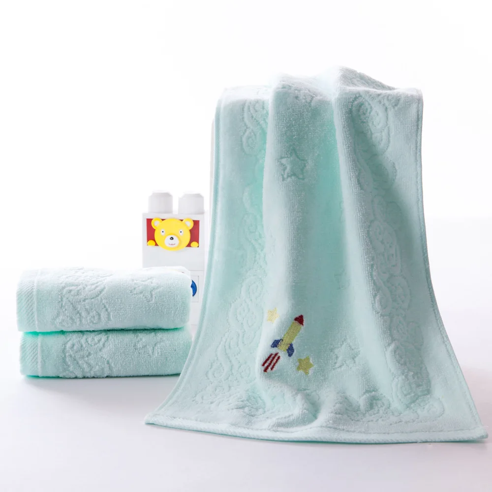 Хлопковая мягкая мультяшная вышивка для детей 26 х52 см|Полотенца лица| |