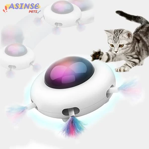 Led Automatic Feather Teaser Cat Toys Random Interactive Electric Crazy Toys For Kittens Cat Intelligent Toy Automatic Steering