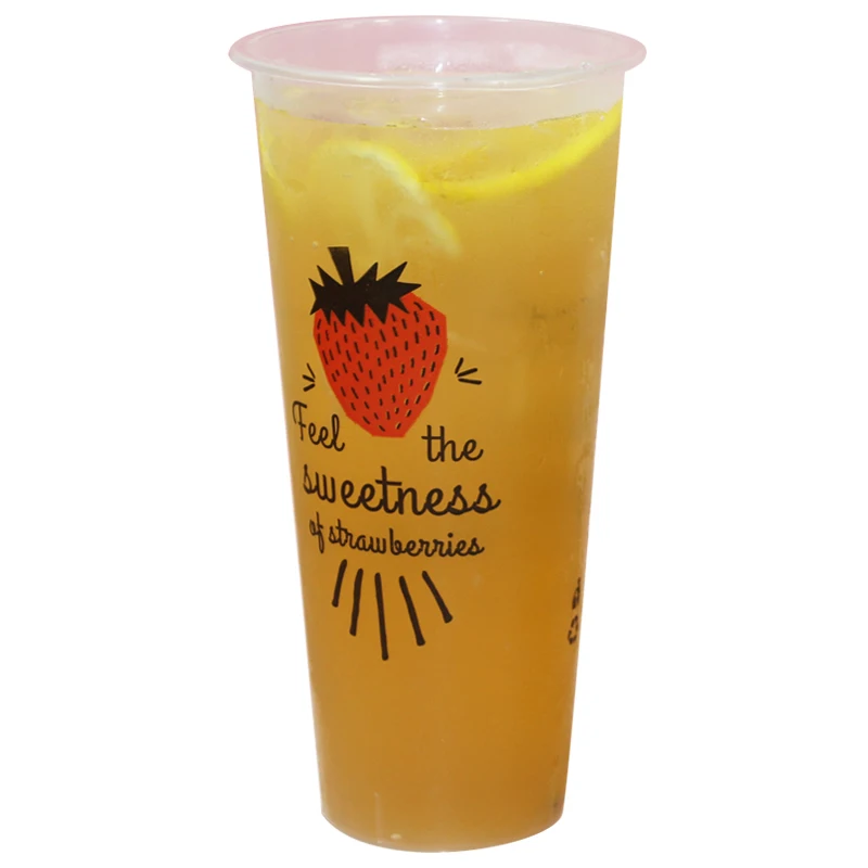 

50pcs 90 caliber disposable milk tea thick injection cup juice cold drink coffee takeaway packaging plastic cup with lid