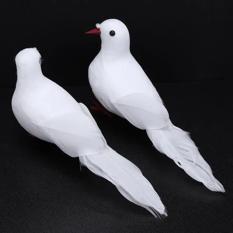 2 шт. белые голуби перья искусственная пена влюбленные мирные птичка для