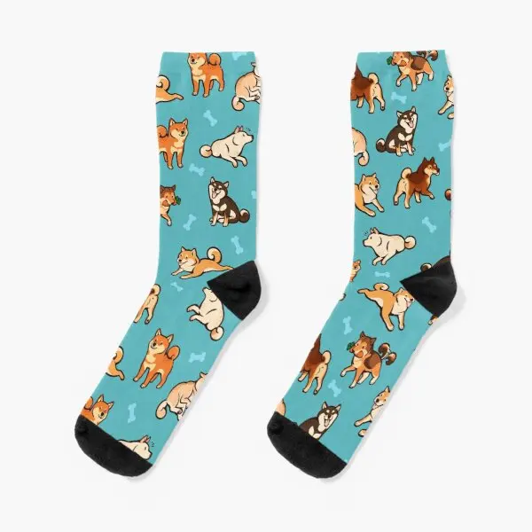 

Shibes In Blue Crew Socks Black Ankle Knee High Mens Best Women