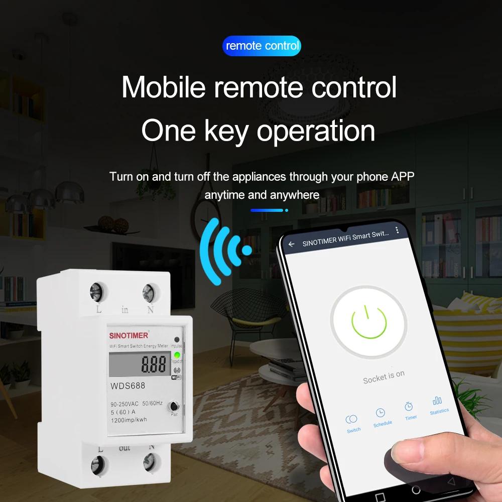 WDS688 90-250VAC wifi умный переключатель счетчик энергии дистанционное управление с помощью приложения энергосберегающий ваттметр многофункциональный таймер обратного отсчета