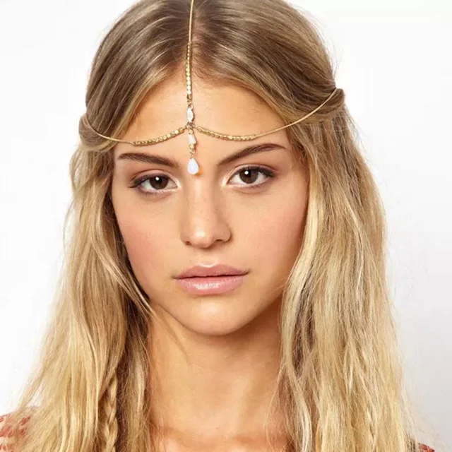 

Boho Draping Crystal Bride Hair Accesories New Fashion Elegant Head Chain Hair Jewelry Wedding Hairstyles Headpiece