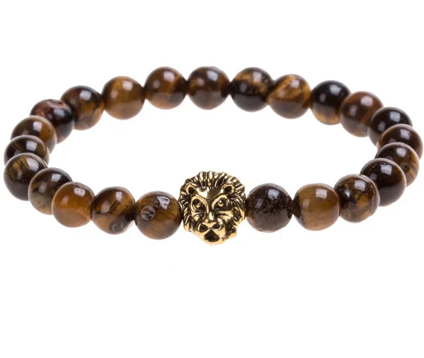 Лев 8 мм Панк Многоцветный агатовыми бусами чакра рейки Будда Йога браслет