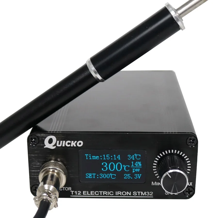Паяльная станция QUICKO STM32/CKS OLED 1 3 дюйма T12 с наконечниками паяльника металлической