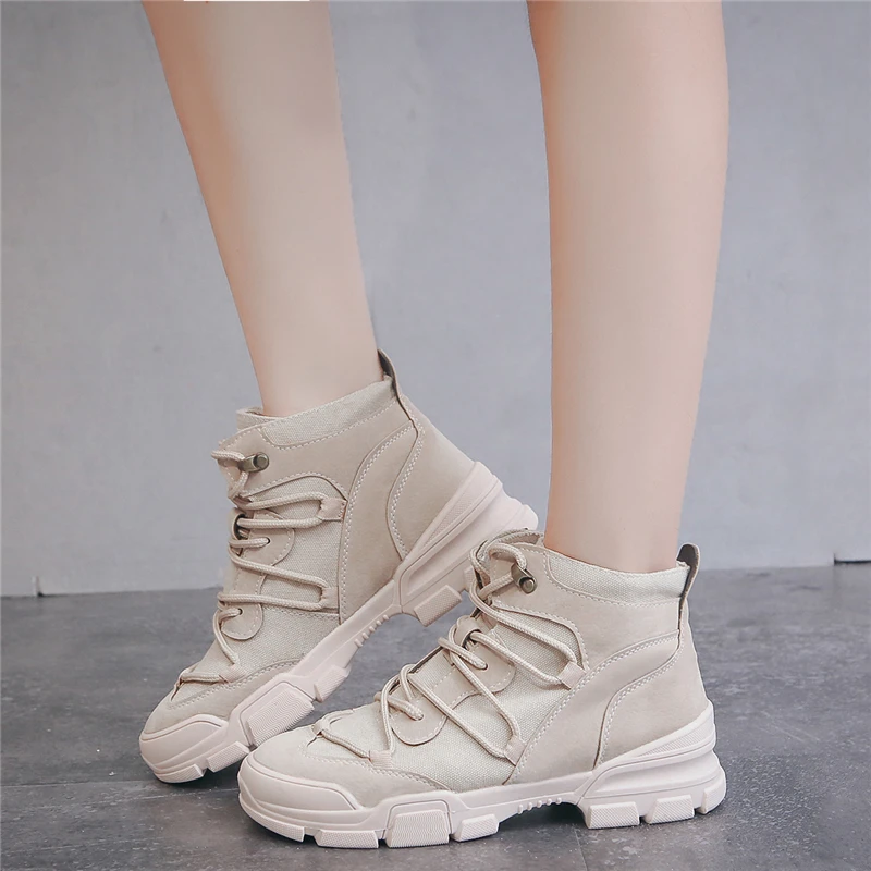 Beige BIGFIRSE/женские кроссовки; трендовая Обувь На Шнуровке; женская обувь для отдыха; zapatos mujer; женская повседневная обувь; удобная обувь - Цвет: Beige