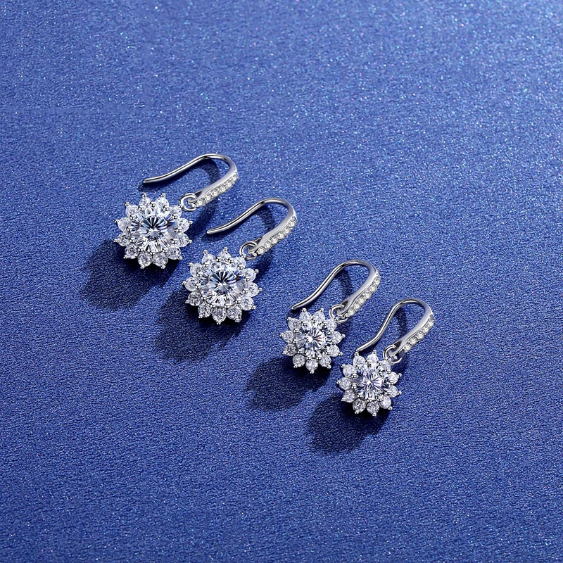 Серьги подвески BOEYCJR из серебра 925 пробы с муассанитом F 0 5 карат/1