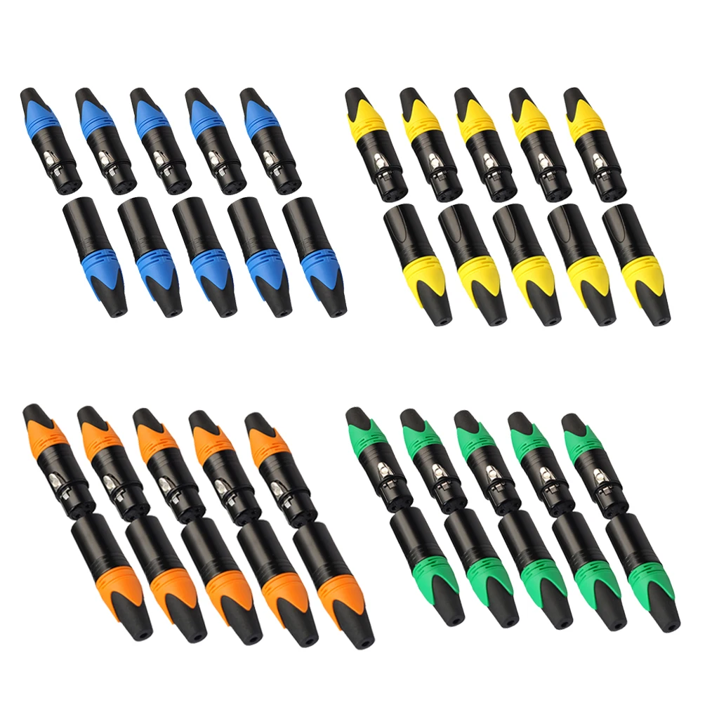 

5 Pairs 3 Pin XLR Plug Connector Microphone Mic Cable Adapter DIY Parts
