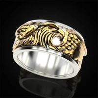 vintage two tone 3d male eagle spread wings ring men hip hop punk jewelry anniversary birthday gift party banquet viking ring