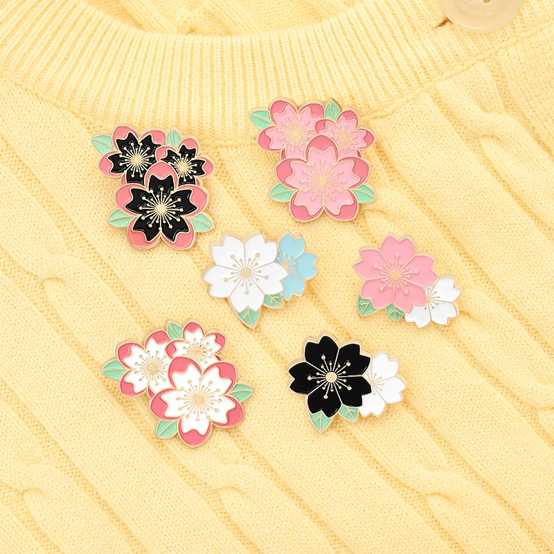 

Pink Sakura Flower Brooches for Women Fashion Custom Metal Plant Enamel Pin Backpack Badge Lapel Pins Jewelry Gift Wholesale