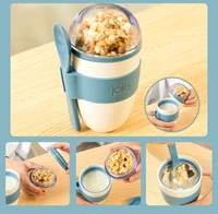 cold yogurt bottle oatmeal cup portable and convenient pudding with lid and spoon for breakfast milk cup ready to eat and drink