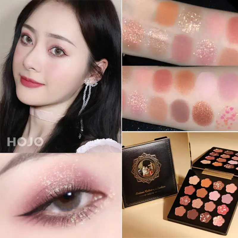 

16 Colors Glitter Eye Shadow Pallete Shimmer Waterproof Eye Make Up New Creative flower shape Eyeshadow Palette TSLM1