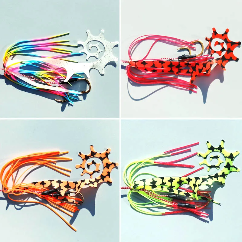 

50pcs 13# 14# Kabura hooks Silicone Skirt Assist hook jigging hook Copper/Snapper Slide Parts and Rubber Tie Mule Maintenance
