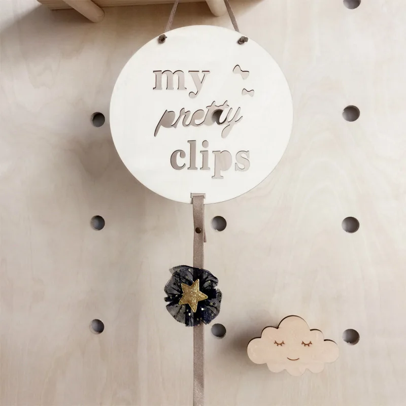 Деревянные украшения для детской комнаты в скандинавском стиле Розовые заколки