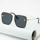 2021 новые модные женские большие квадратные пляжные солнцезащитные очки без оправы пчела женские мужские маленькие солнцезащитные очки с градиентом UV400