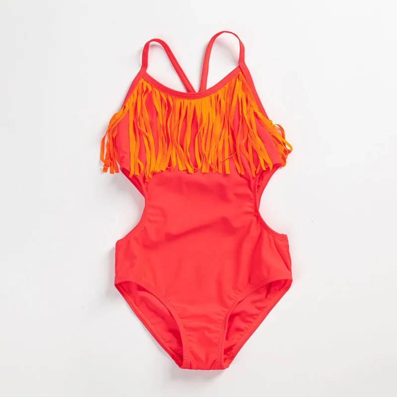 От 3 до 12 лет одежда для купания девочек цельный купальный костюм с бахромой в