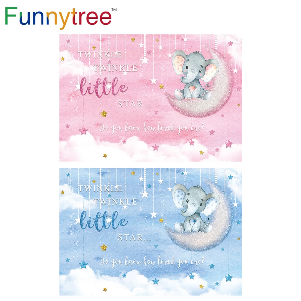 

Фон Funnytree с изображением слона, розово-голубого цвета, звезды, Луны