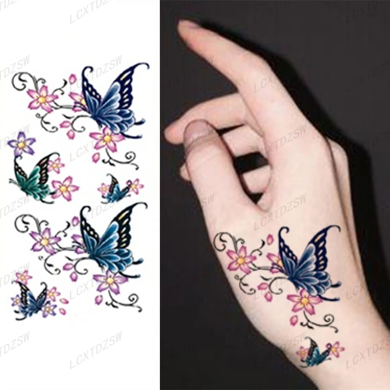 Women's Temporary Small Tattoo Stickers, Flowers, Butterflies, Playing Cards, Peach Heart False Tattoos, Waterproof And Durable