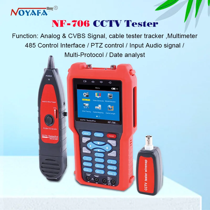 Тестер системы видеонаблюдения NOYAFA тестер аналогового и CVBS сигнала кабельный