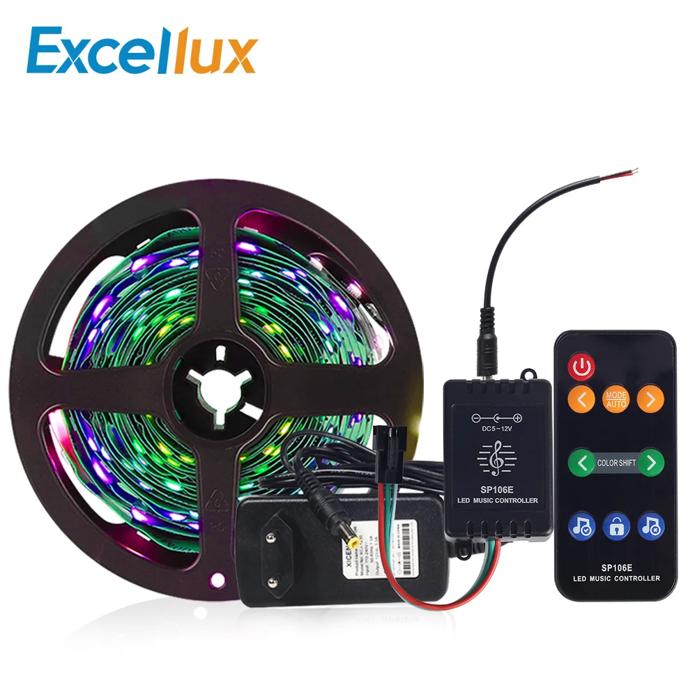 1 5 м DC12V Светодиодная лента Dream Color 30 светодиодов/м RGB + SP106E музыкальный пульт