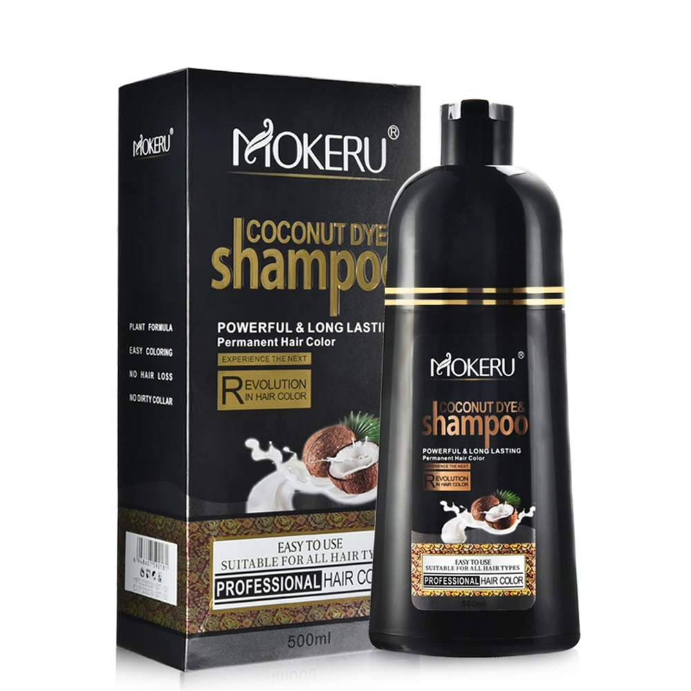 

Mokeru 1pc Long Lasting Fast Black Hair Shampoo Organic Pure Natural Coconut Oil Essence Hair Dye Shampoo for Hair for Women