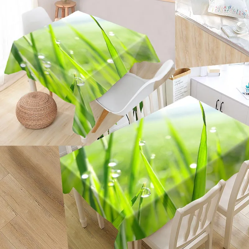 

Green Grass Custom Table Cloth Oxford Fabric Rectangular Waterproof Oilproof Table Cover Family Party Tablecloth