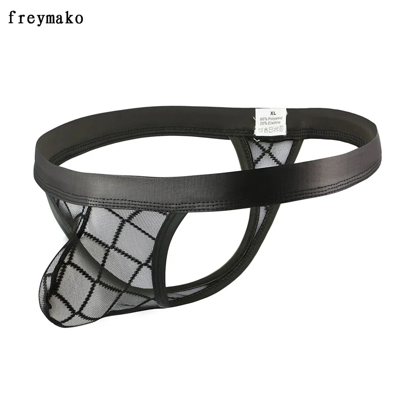 Нижнее белье для мужчин прозрачные стринги с сеточкой |