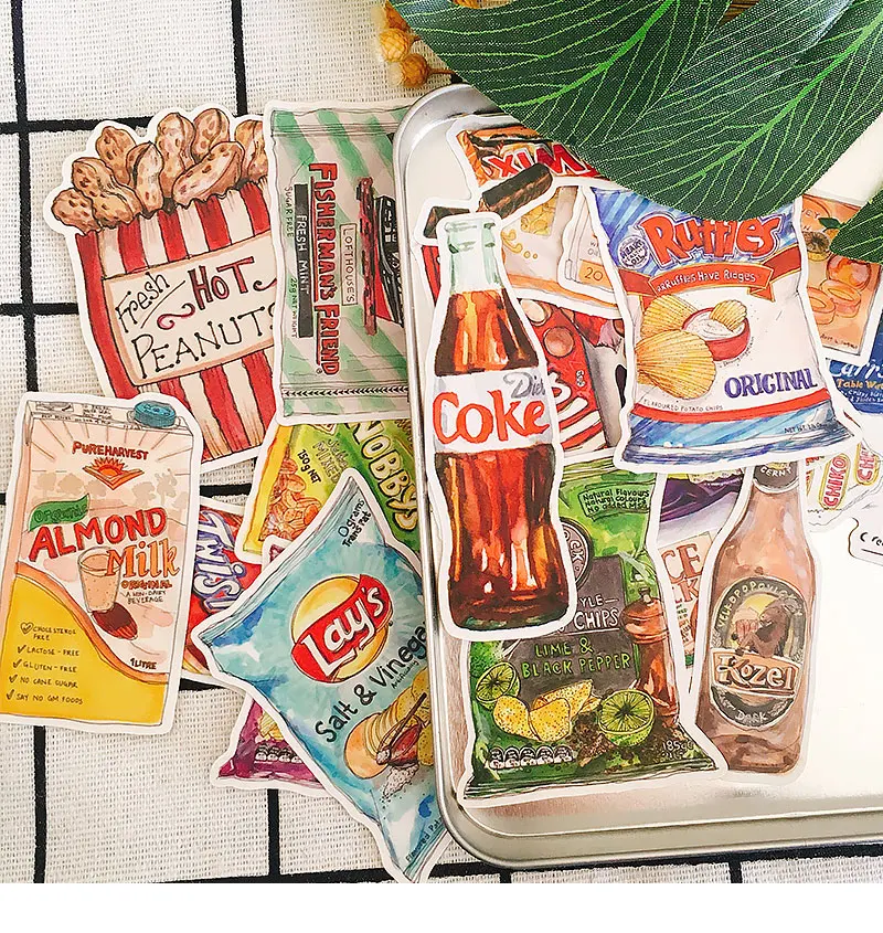 

20PCS Daily snacks Stickers Crafts And Scrapbooking stickers book Student label Decorative sticker DIY Stationery