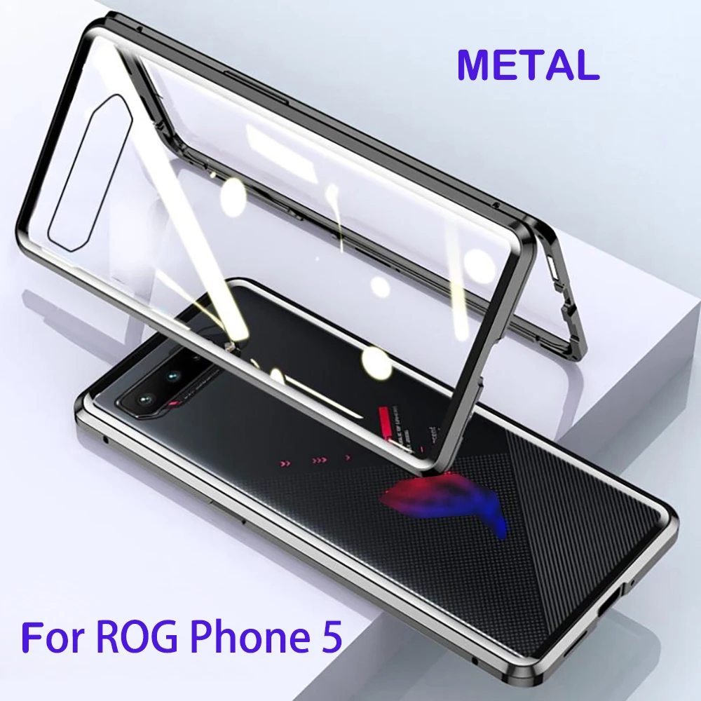 Magnetic Adsorption dual side Case For ASUS ROG 3 ROG3 ROG5 Phone Metal Frame Clear Tempered Glass Cover rog3 Cases | Мобильные