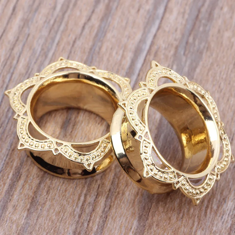 1 шт. винтажные 6 мм-16 мм золотые серебряные цветы туннель для тела певец