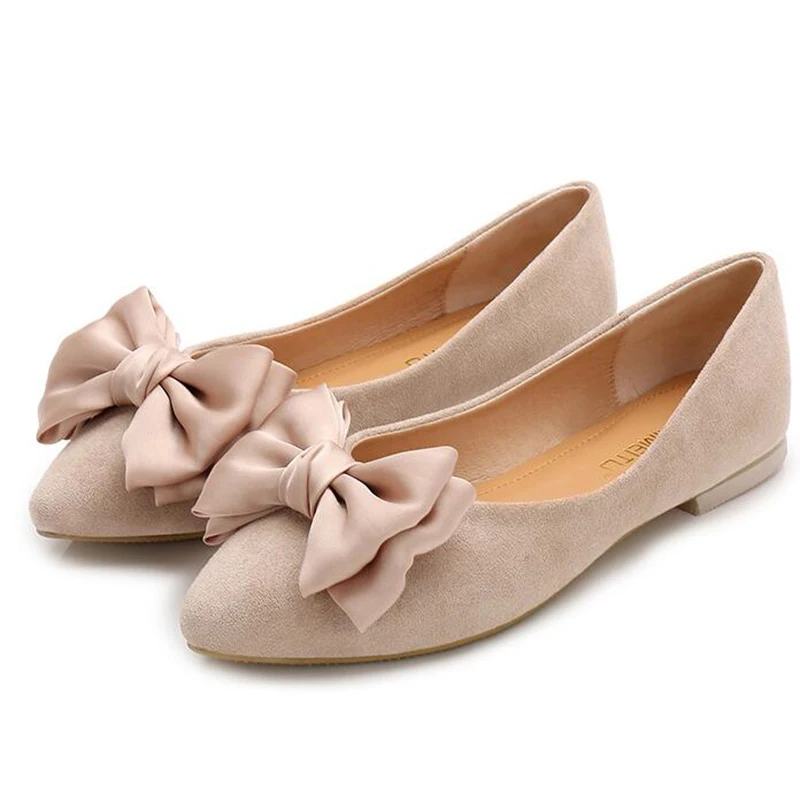 Women Flat 2019 Elegant Fashion Ballet Shoes Bow Tie Pointed Toe Non-slip Flats Lady Shiny dd510 | Обувь