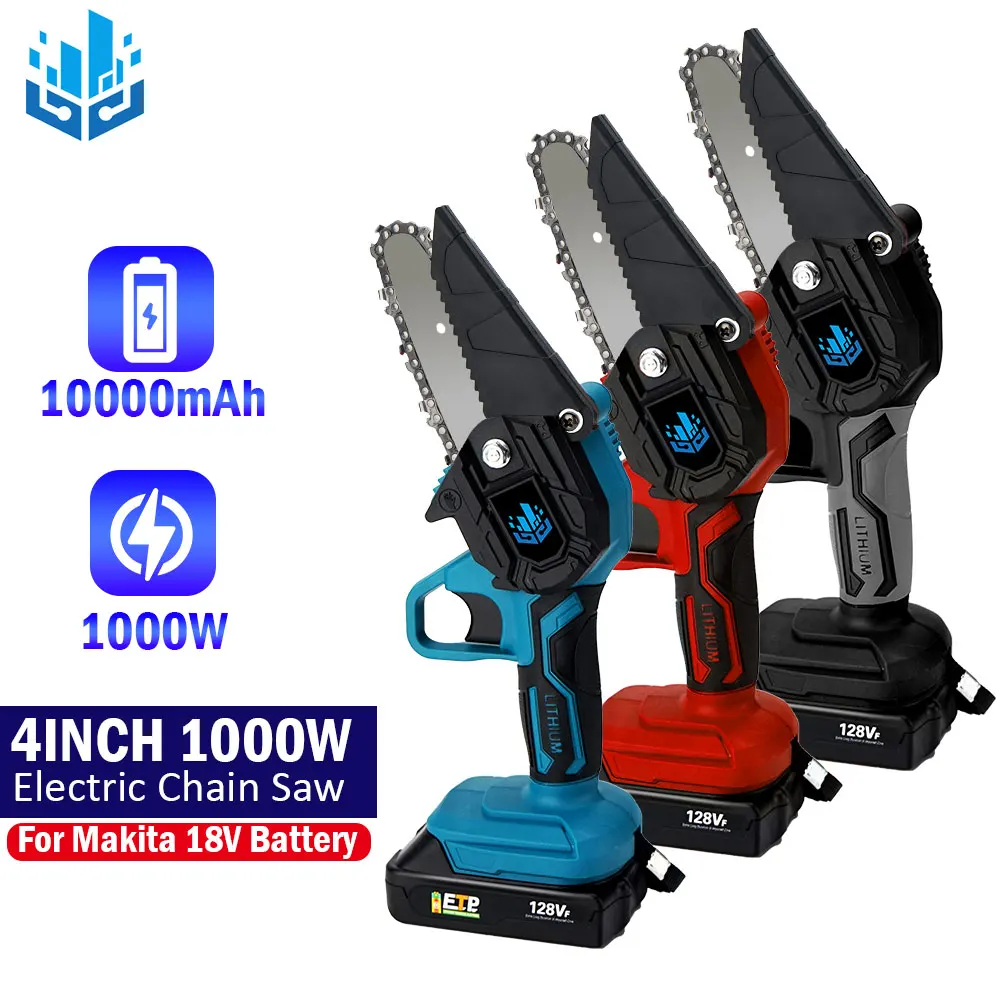 1000W 4 дюйма 128Vf Мини Электрическая цепная пила Перезаряжаемые