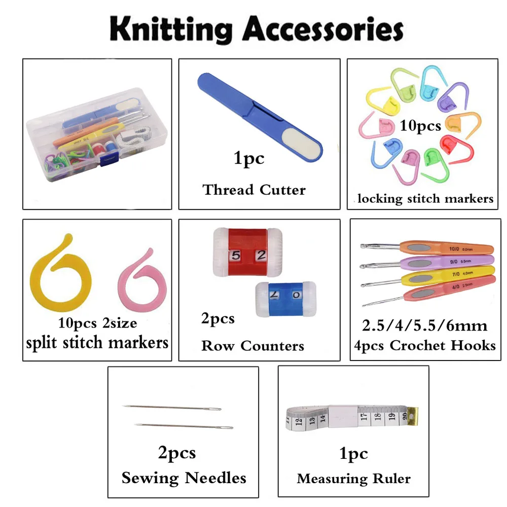 Набор крючков для вязания сделай сам вязальные спицы инструменты шитья стежки