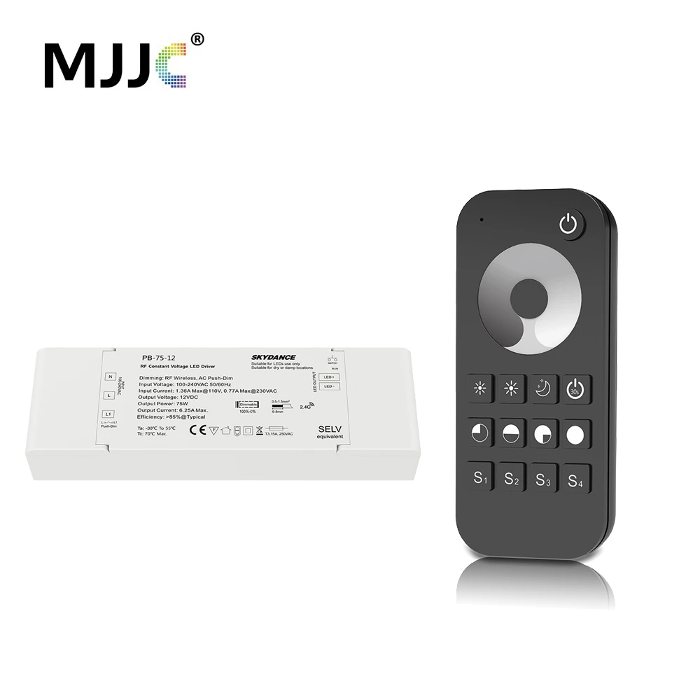 Диммируемый светодиодный драйвер 12 В 24 75 Вт диммирующий Skydance диммер с нажимом