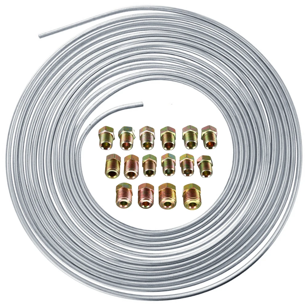 

Piping Tube Tubing Anti-rust With 16Pcs Tube Nuts 25ft 7.62m Roll Tube Coil of 3/16" OD Copper Nickel Brake Pipe Hose Line