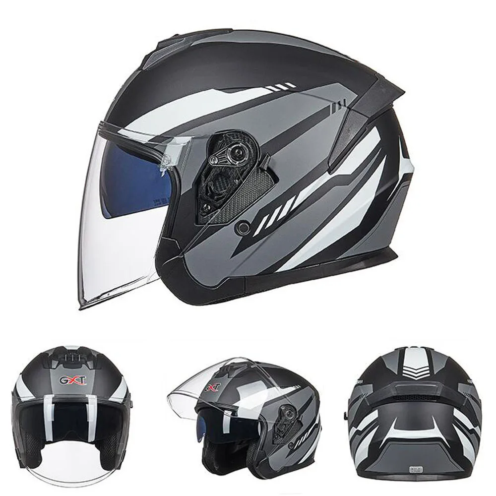 

2019 New Knight protection GXT Half Face Motorcycle Helmet ABS Double lens Motorbike Helmets with PC Lens Visor have 11 colors