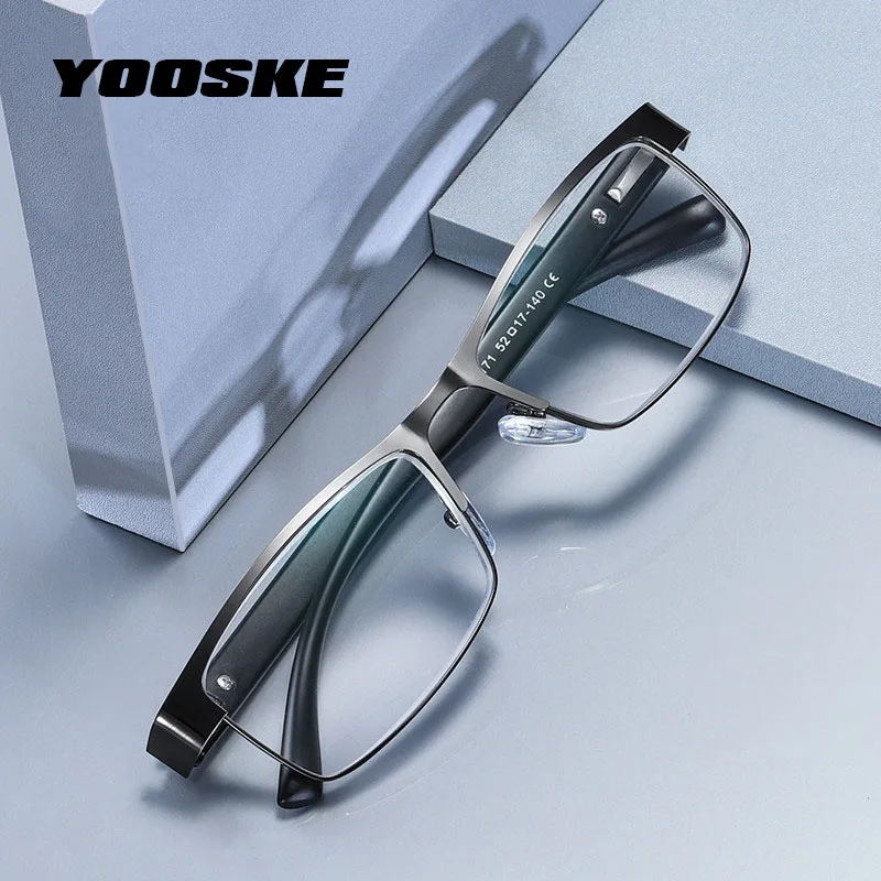 

YOOSKE Non spherical lens Reading Glasses Men Titanium alloy Presbyopia Eyeglasses with diopters Hyperopia Prescription Eyewear