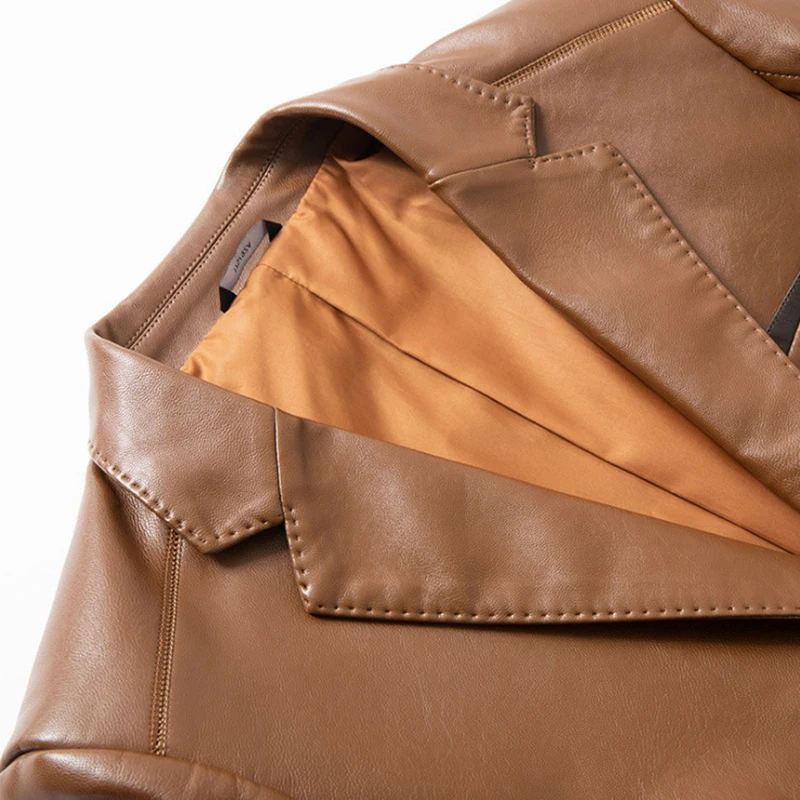 

New Spring Leather Jacket Men Blazer Casual Motorcycle Leather Jackets Autumn Solid Color Men Faux Leather Coats High Quality