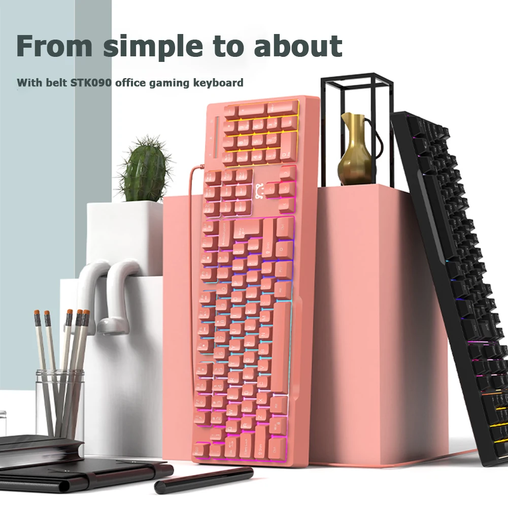 girly pink mechanical gaming keyboard 104 keys usb wired gamer keyboard rgb backlight mechanical keyboard for pc laptop computer free global shipping