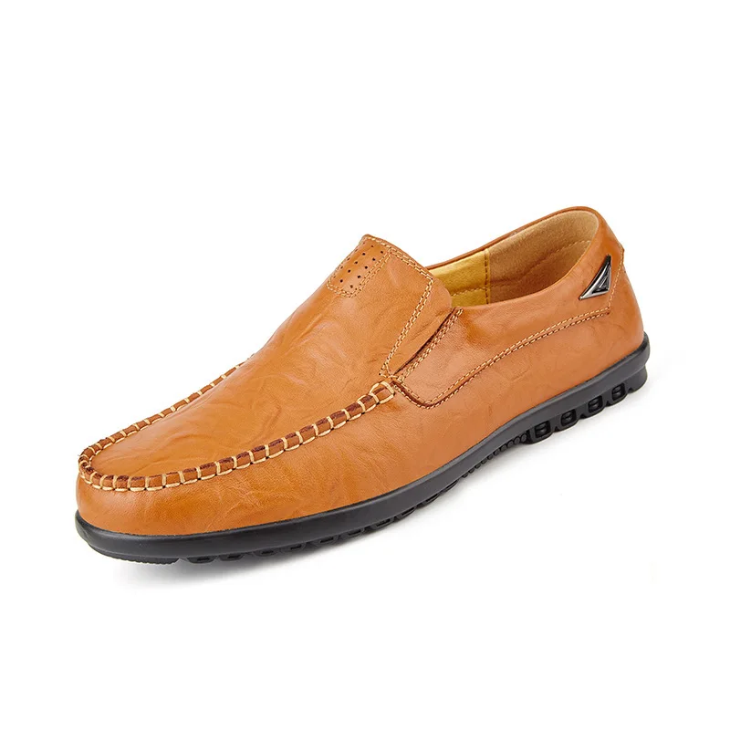 

Genuine Leather Simple Men Casual Shoes Luxury Brand 2019 Mens Loafers Moccasins Breathable Slip on Black Driving Shoes