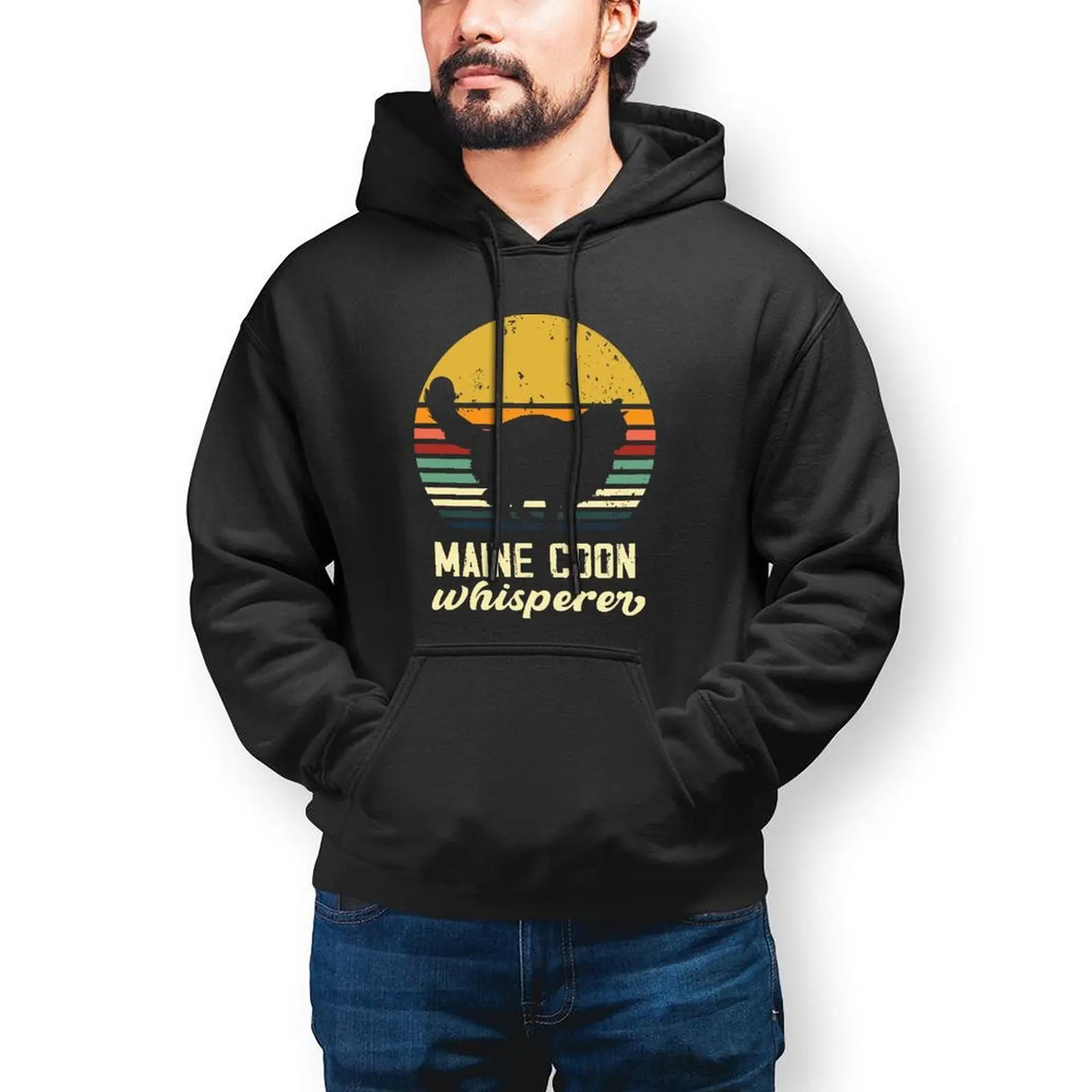 

Maine Coon Hoodies Cotton Streetwear Pullover Hoodie Autumn Long Length Casual Hoodie Big Men