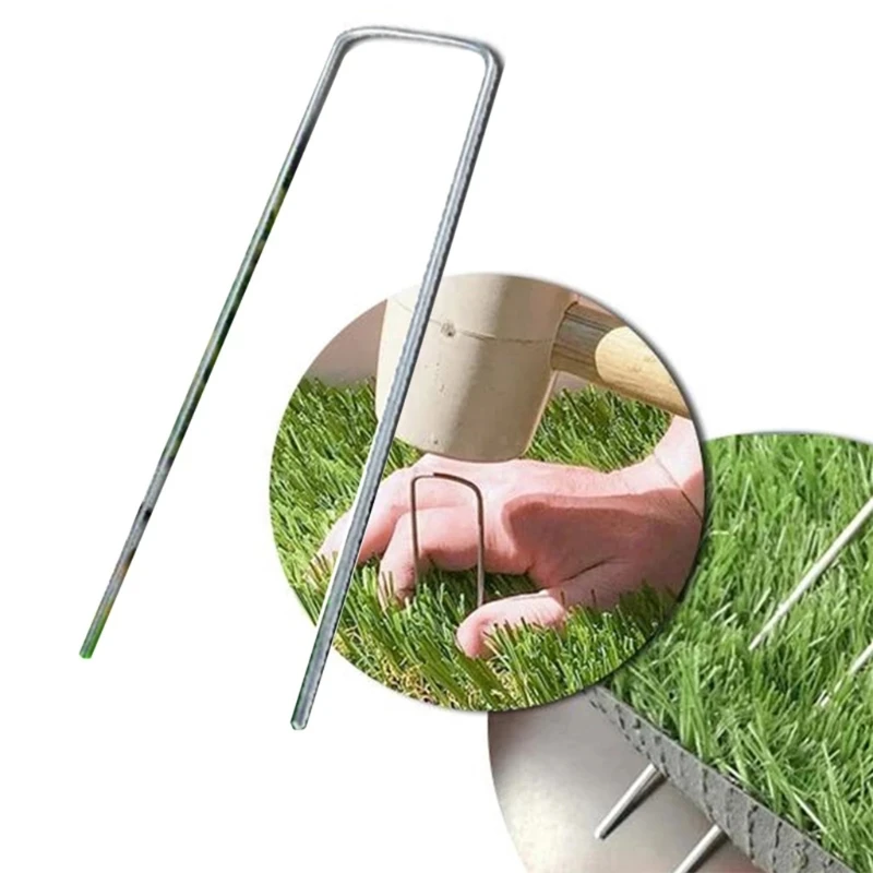 

50 Pcs Garden Landscape Staples Galvanized Stakes Pins Lawn U Yard Stake for Weed Barrier Ground Cover Dog Fence